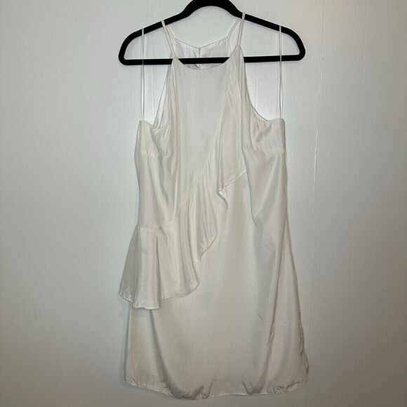 Alice & Trixie By Angela George Ruffle Sleeveless Halter Neck White Mini Dress M - Picture 1 of 6